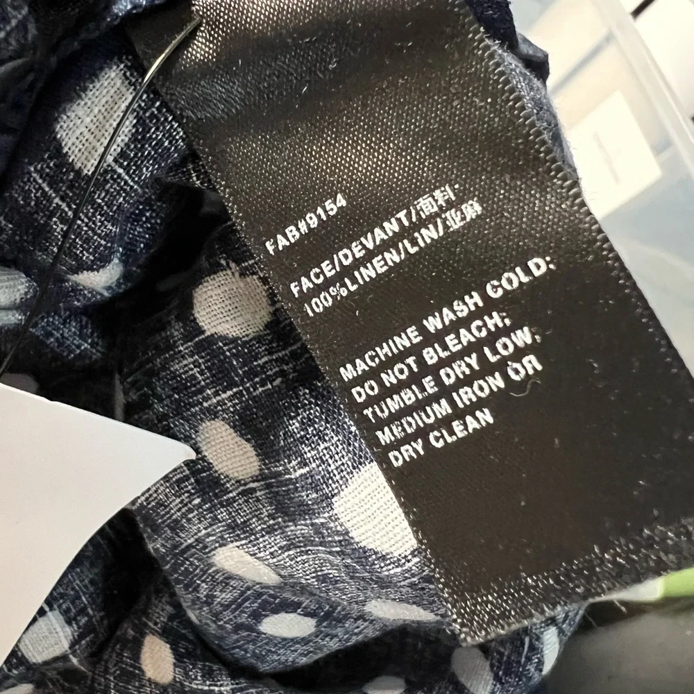 Lafayette 148 New‎ York Beautiful Fun Print 100% Linen Button Blouse- Large - Picture 6 of 7